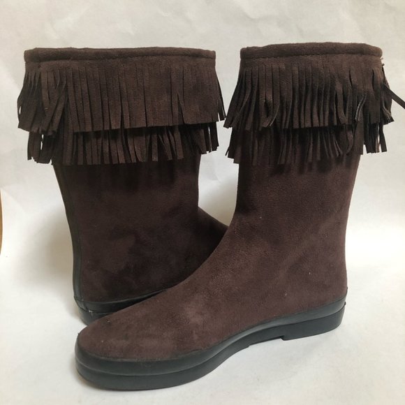 Dav Fringe Rain Boots Brown - Picture 3 of 9